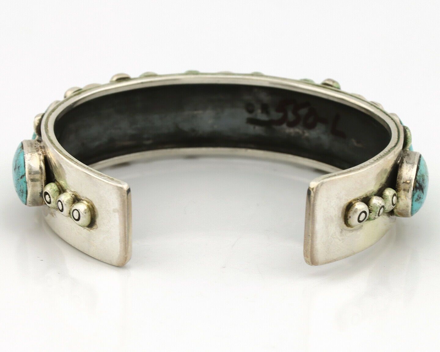 Navajo Bracelet .925 Silver Blue Nevada Turquoise Artist Signed CR 80's