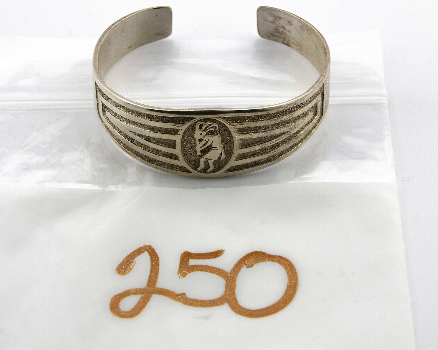 Navajo Bracelet .925 Silver Sand Cast Signed J Rogers Circa 1980's