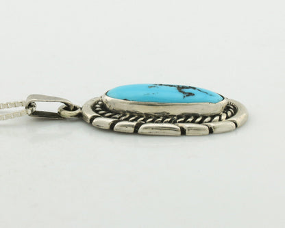 Navajo Necklace .925 Silver Sleeping Beauty Turquoise Signed M Montoya C.80's