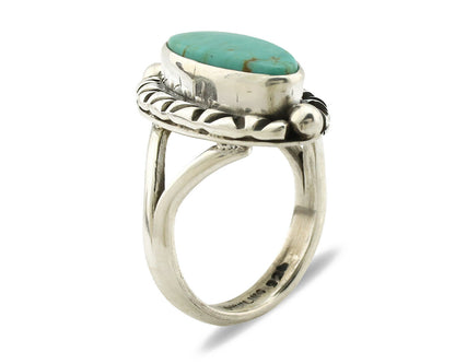 Navajo Ring .925 Silver Natural Mined Turquoise Artist Signed Gecko C.80's