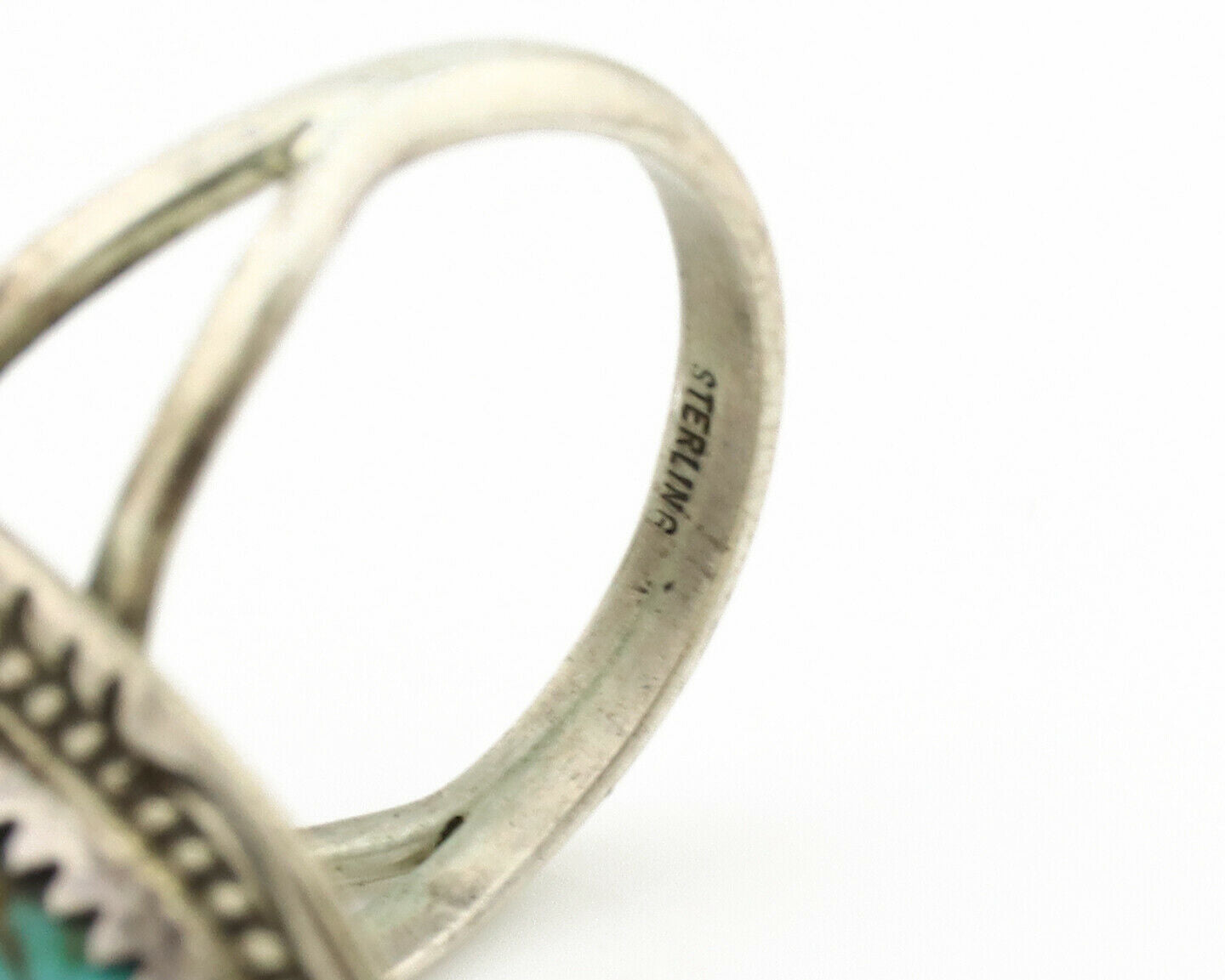 Navajo Ring .925 Silver Spiderweb Turquoise Native American Artist C.1980's