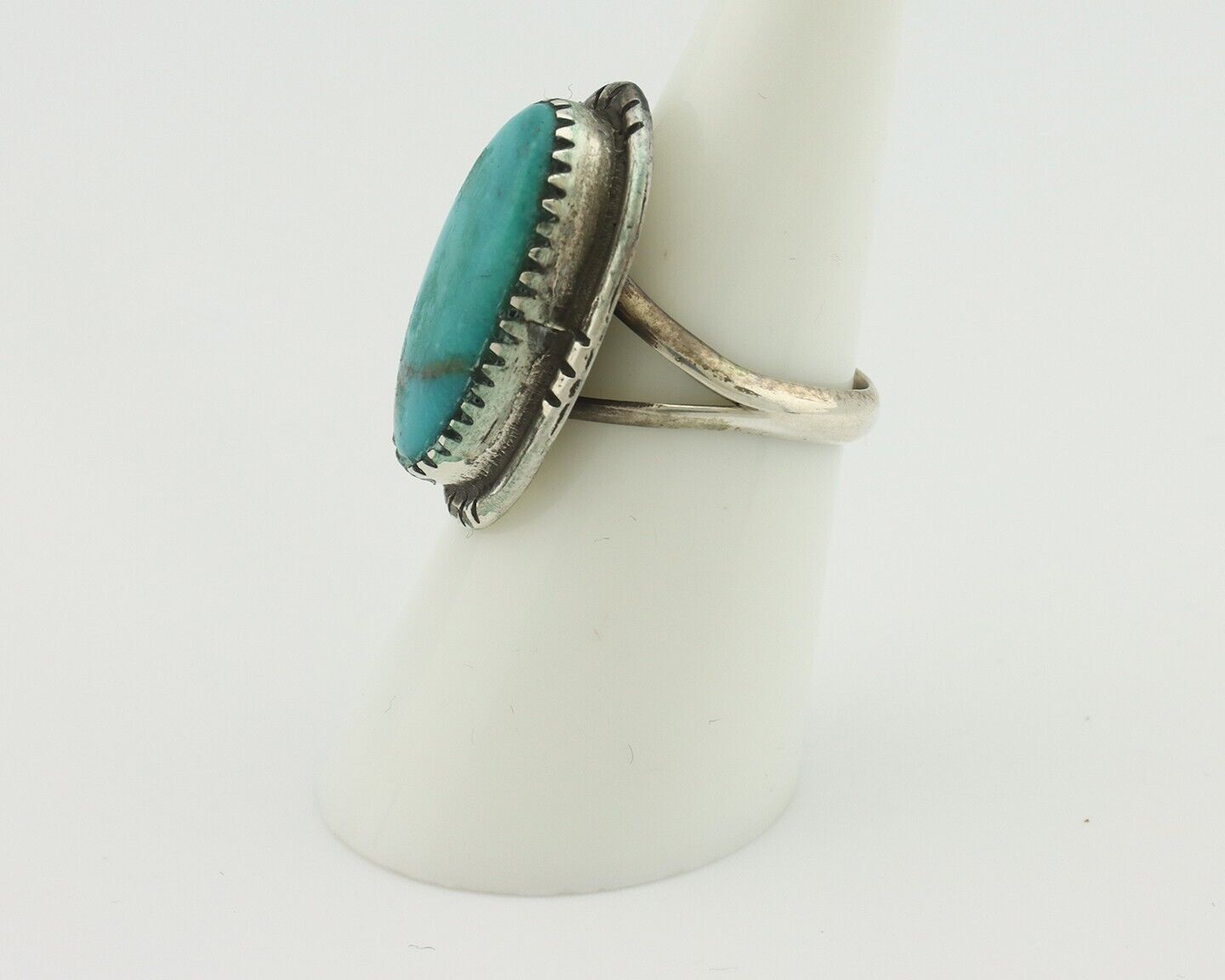Navajo Ring .925 Silver Natural Blue Turquoise Native American Artist C.80's