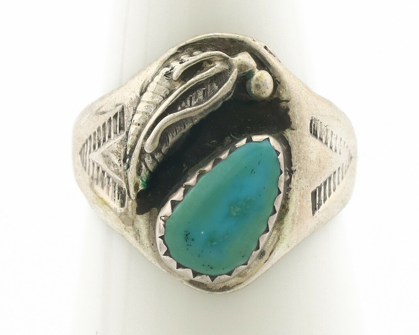 Zuni Ring .925 Silver Natural Blue Turquoise Native American Artist C.1980's