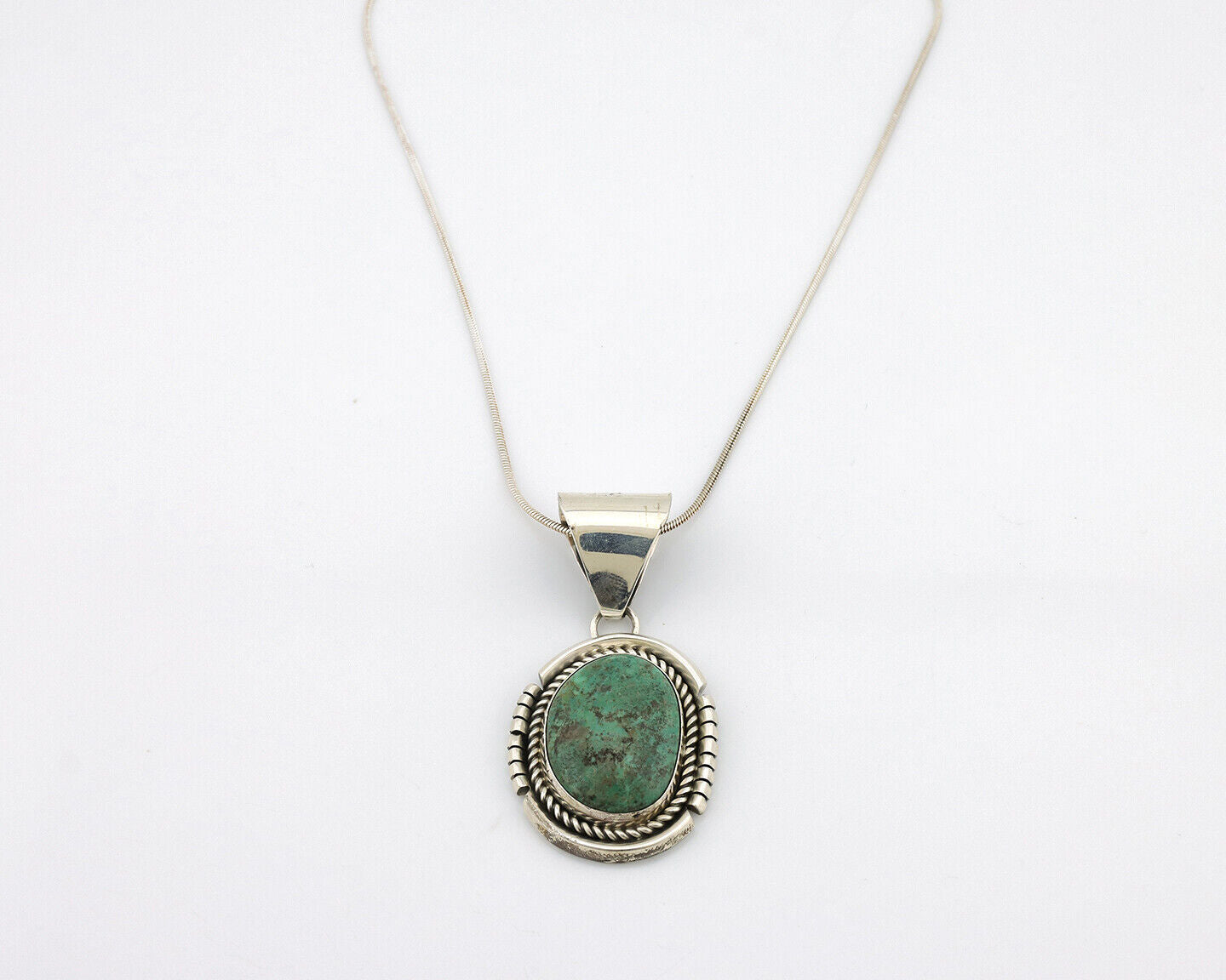 Navajo Necklace 925 Silver Natural Aqua Turquoise Native Artist C.80's