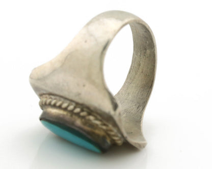 Navajo Ring .925 Silver Natural Turquoise Handmade Native American Artist C.80s