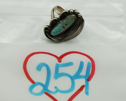 Navajo Ring .925 Silver Blue Turquoise Native American Artist C.80's