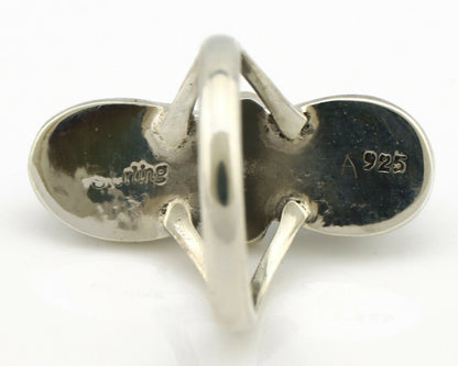 Navajo Ring .925 Silver Blue Turquoise & Red Coral Native American Artist C.80's