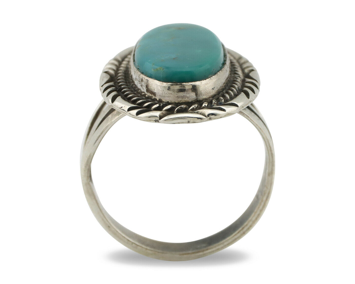 Navajo Ring .925 Silver Kingman Turquoise Signed William Denetdale C.80's