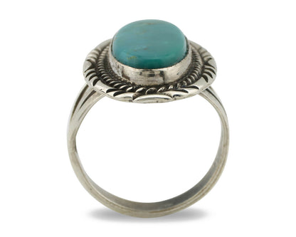 Navajo Ring .925 Silver Kingman Turquoise Signed William Denetdale C.80's
