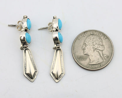 Navajo Earrings 925 Silver Natural Blue Turquoise Native American Earrings C80's