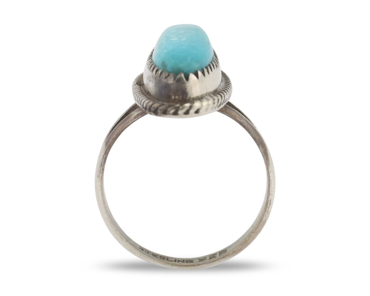 Navajo Handmade Ring 925 Silver Blue Southwest Turquoise Native Artist C.80's