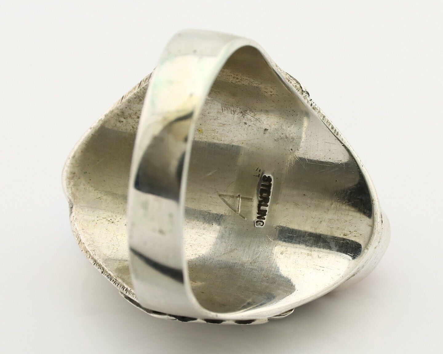 Navajo Ring 925 Silver Blue Turquiose & Mediterranean Coral Native Artist C.80's