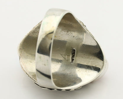 Navajo Ring 925 Silver Blue Turquiose & Mediterranean Coral Native Artist C.80's