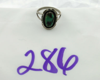 Navajo Ring .925 Silver Green Turquoise Native American Artist Handmade C.80's