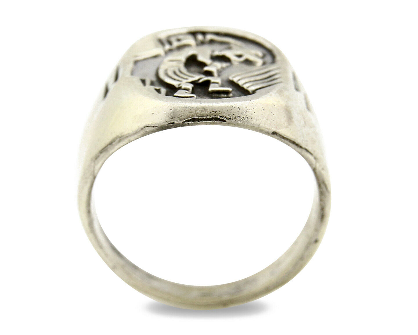Navajo Ring .925 Silver Kokopelli Overlay Artist Native American C.80's