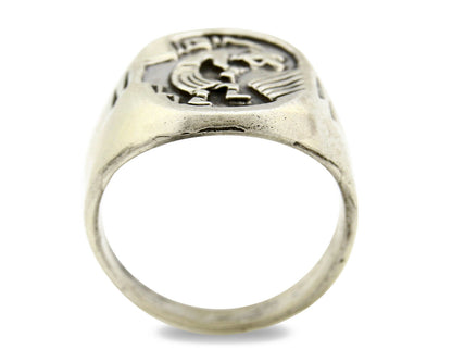 Navajo Ring .925 Silver Kokopelli Overlay Artist Native American C.80's