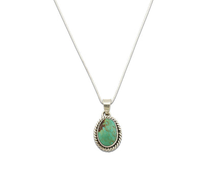 Navajo Necklace .925 Silver Kingman Turquoise Signed Gecko C.80's