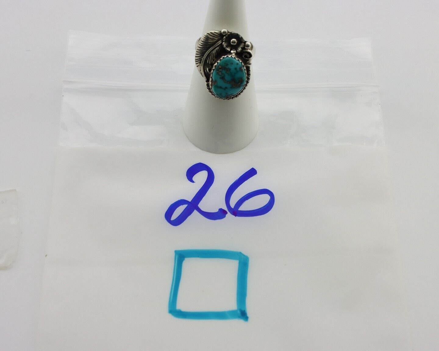 Navajo Ring 925 Silver Natural Blue Turquoise Native American Artist C.80's