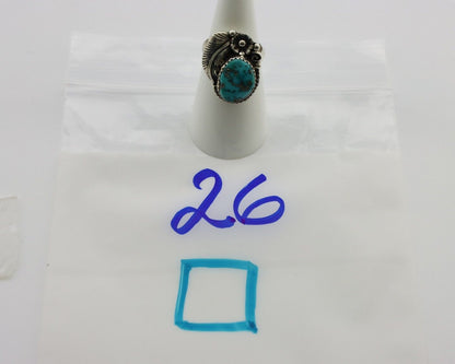 Navajo Ring 925 Silver Natural Blue Turquoise Native American Artist C.80's