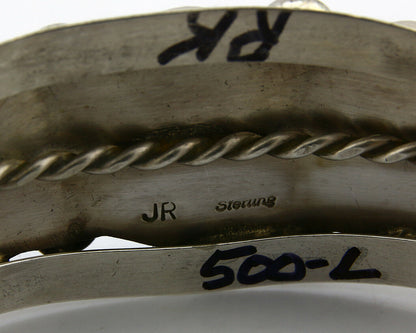 Navajo Bracelet .925 Silver Sleeping Beauty Turquoise Signed JR C.80's