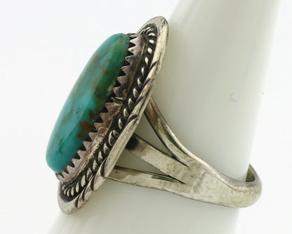 Navajo Ring .925 Silver Kingman Turquoise Signed B C.1980's