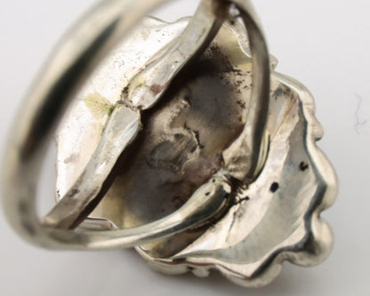 Navajo Ring .925 Silver Nevada Turquoise Native American Artist TALHAT C.1980's