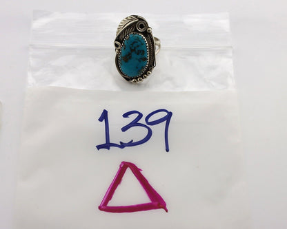 Navajo Inlay Band Ring 925 Silver Blue Morenci Turquoise Signed Justin Morris