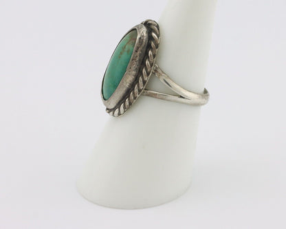 Navajo Handmade Ring 925 Silver Kingman Turquoise Signed M Montoya C.80's