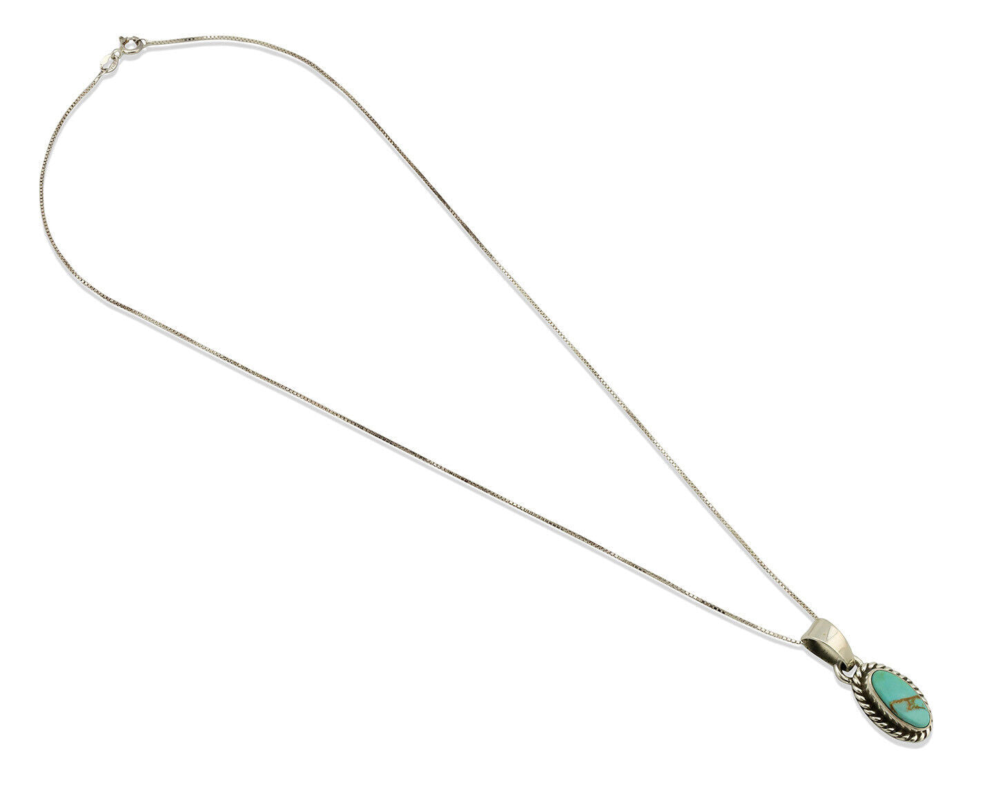 Navajo Necklace .925 Silver Arizona Turquoise Artist Gecko C.1980's