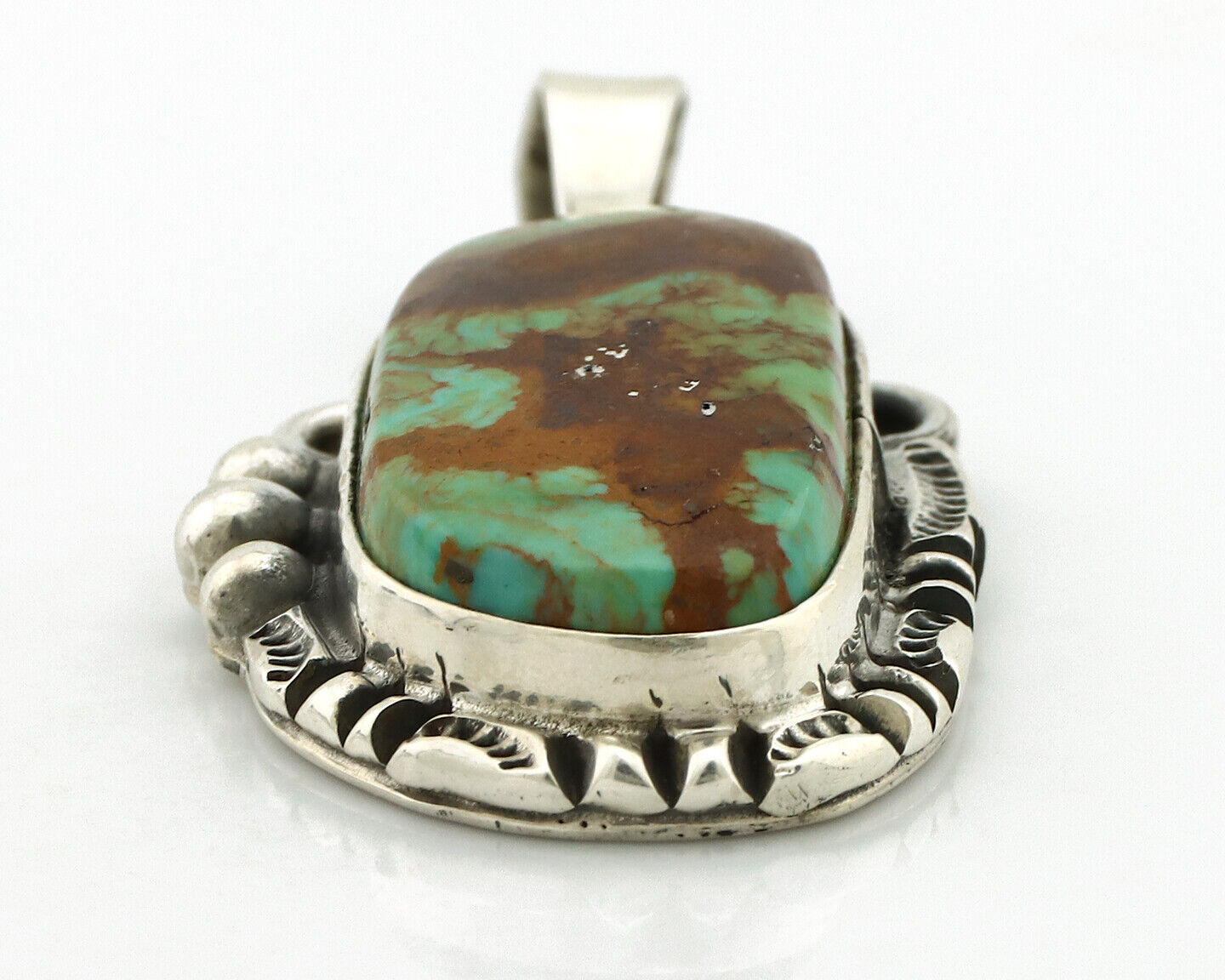 Navajo Necklace 925 Silver Kingman Turquoise Artist Signed Gecko C.80's