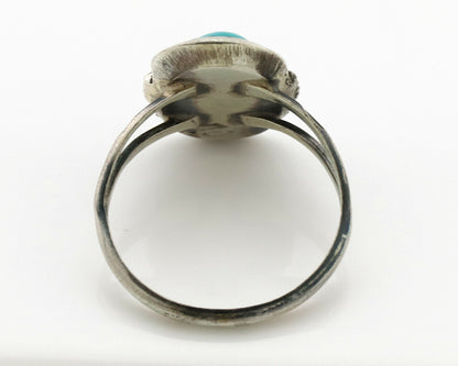 Navajo Ring .925 Silver Nevada Turquoise Native American Artist C.1980's