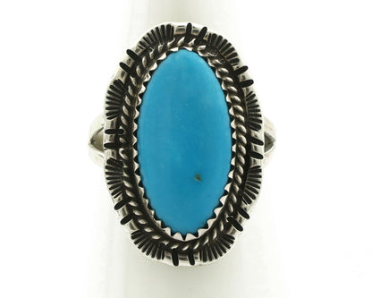 Navajo Ring .925 Silver Turquoise Mountain Signed AB C.80's