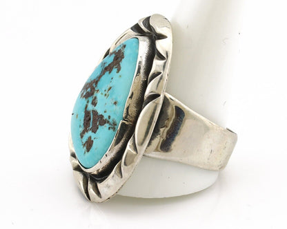 Navajo Ring 925 Silver Natural Blue Turquoise Native Artist Signed C Montoya C80