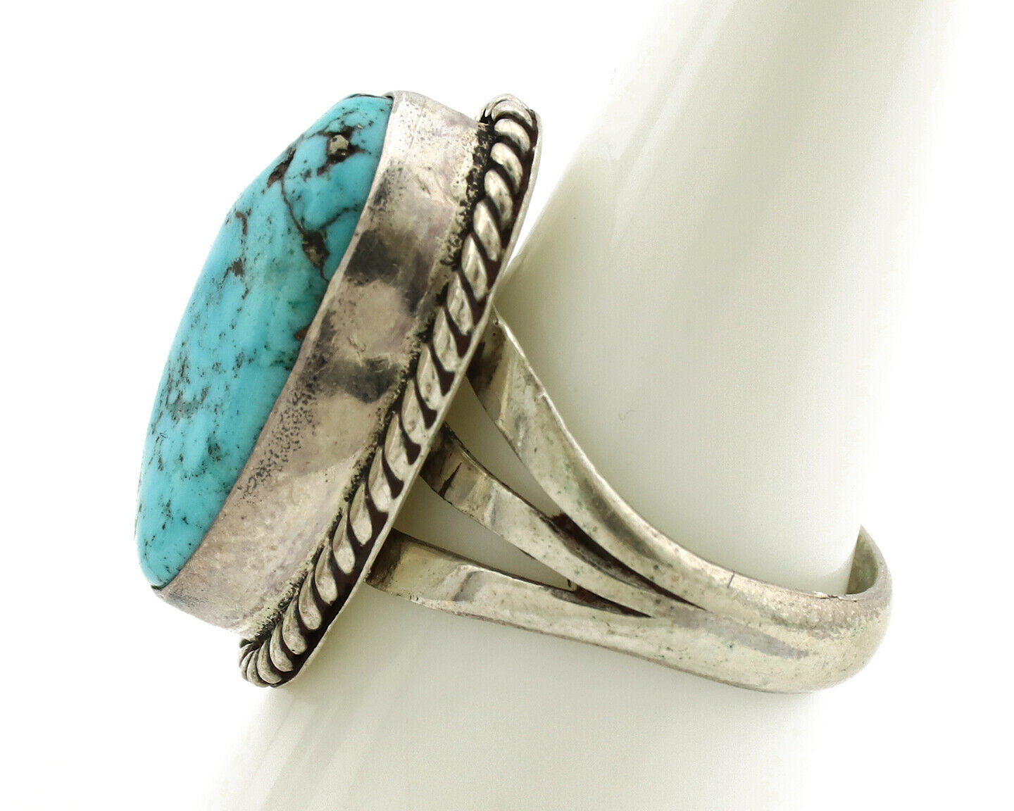 Navajo Ring .925 Silver Blue Turquoise Native American Artist C.1980's