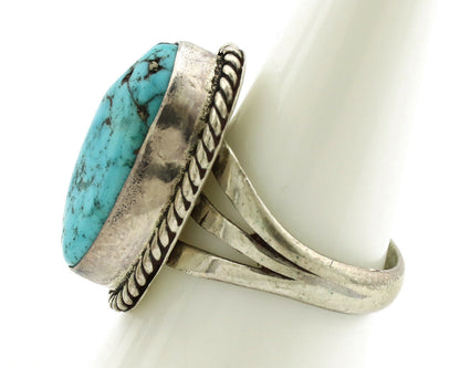 Navajo Ring .925 Silver Blue Turquoise Native American Artist C.1980's