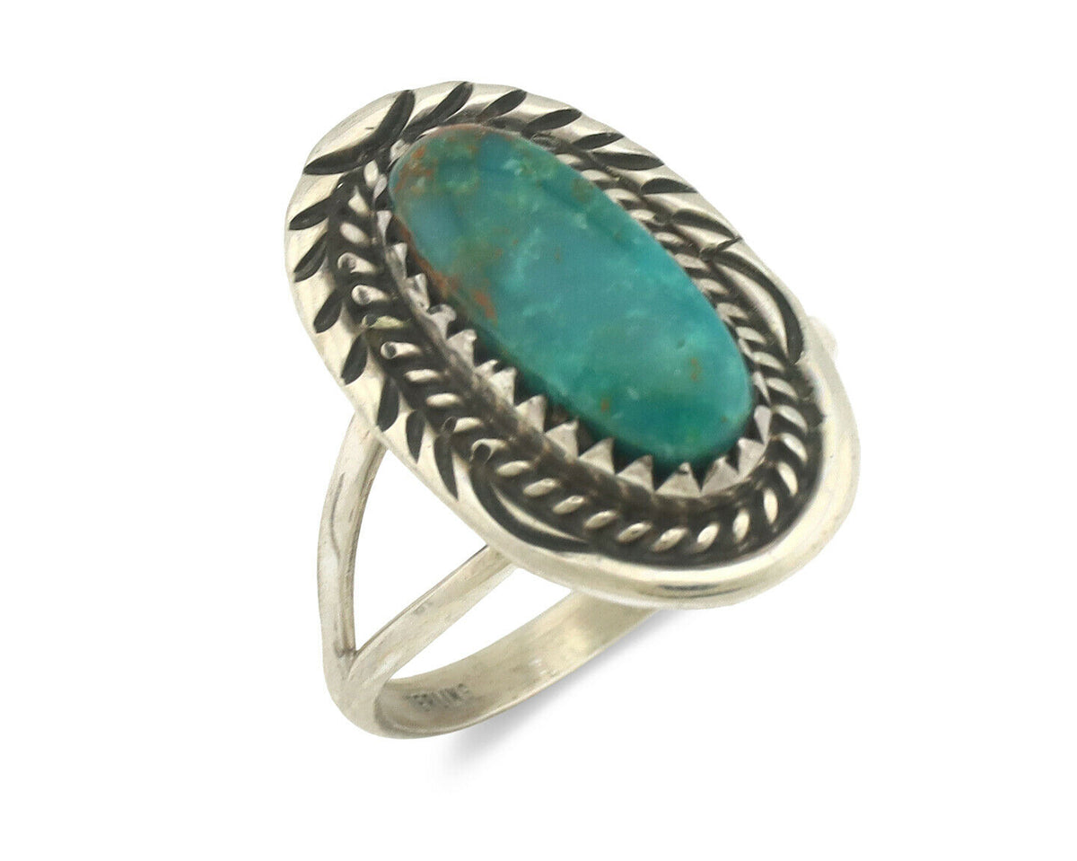Navajo Ring .925 Silver Natural Turquoise Native American Artist C.1980's