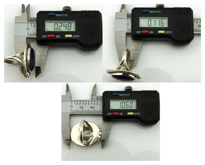 Navajo Hand Stamped Ring 925 Silver Natural Lapis Native American Artist C.80's