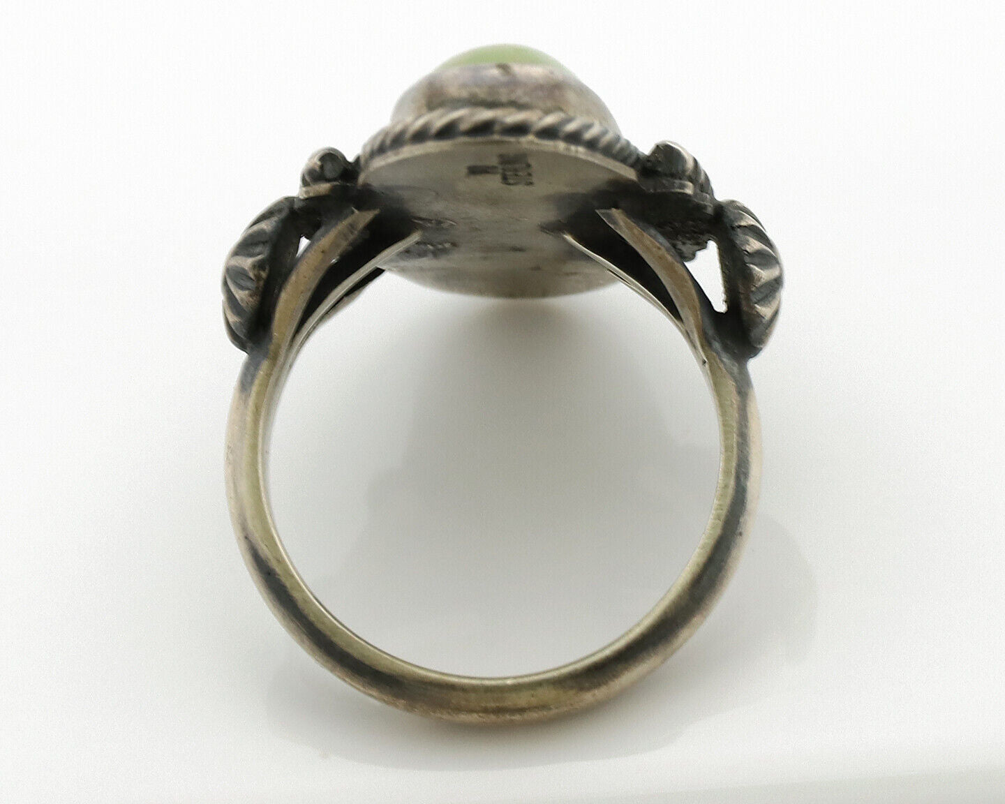 Navajo Ring 925 Silver Green Turquoise Artist Signed RB C80s