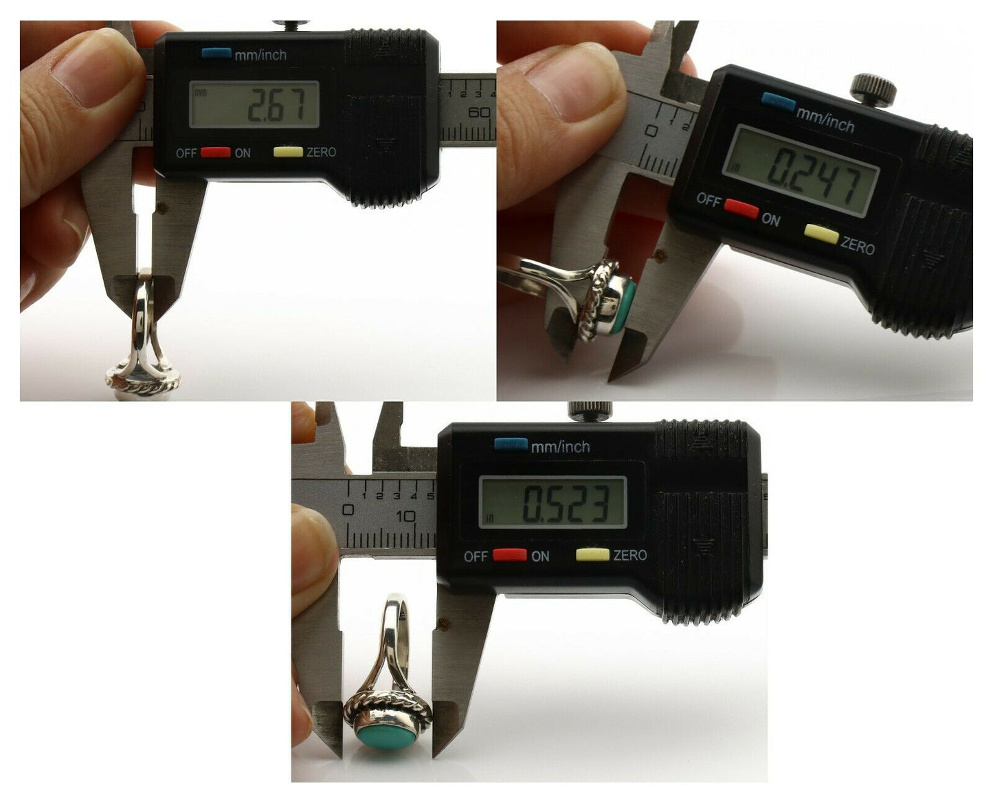 Navajo Ring .925 Silver Kingman Turquoise Artist Signed Gecko C.90's