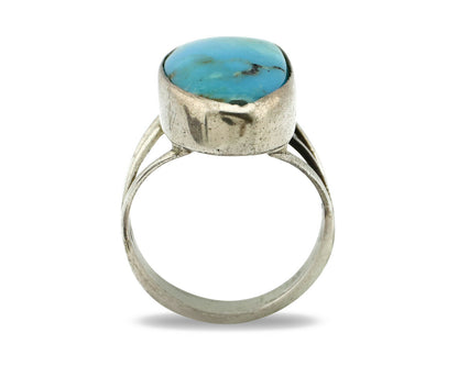Navajo Ring .925 Silver Nevada Turquoise Native American Artist C.80's