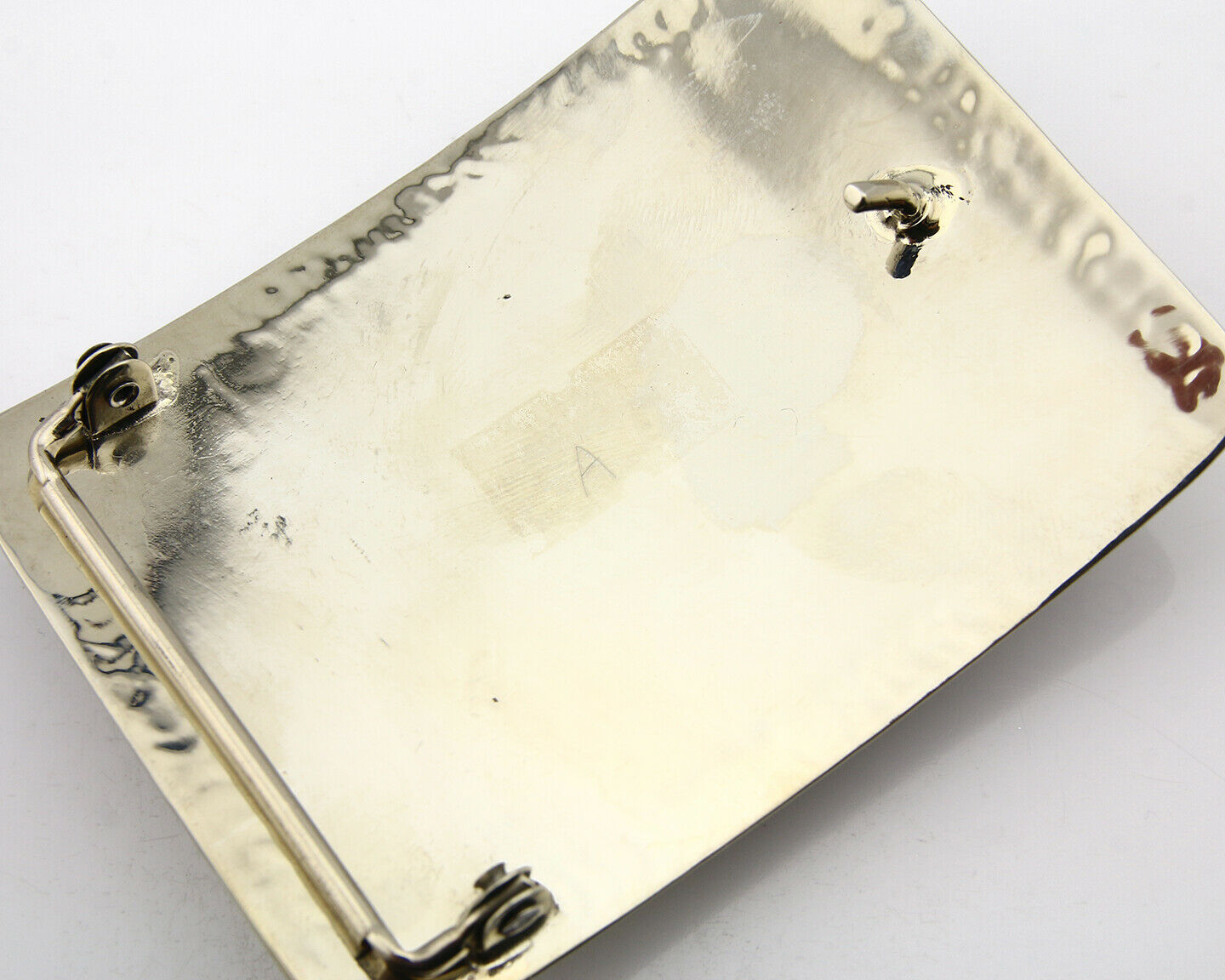 Navajo Belt Buckle .999 Nickle Silver Natural Gemstone Signed Tipi C.80's