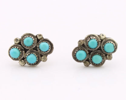 Zuni Earrings 925 Silver Sleeping Beauty Turquoise Native American Artist C.80's