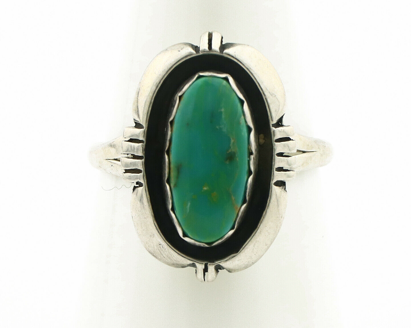 Navajo Ring .925 Silver Kingman Turquoise Handmade Native American Artist C.80's