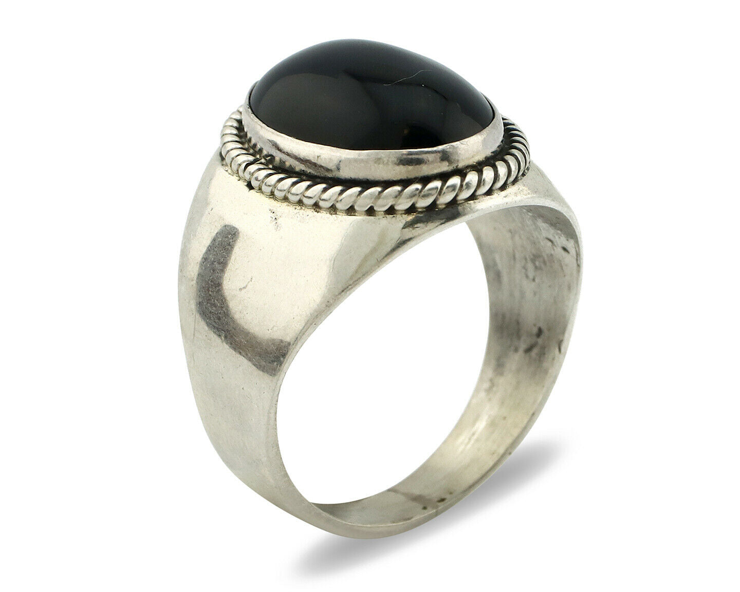 Navajo Ring .925 Silver Handmade Black Onyx Native American Artist C.80's
