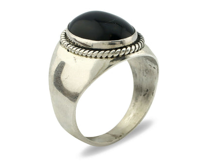 Navajo Ring .925 Silver Handmade Black Onyx Native American Artist C.80's