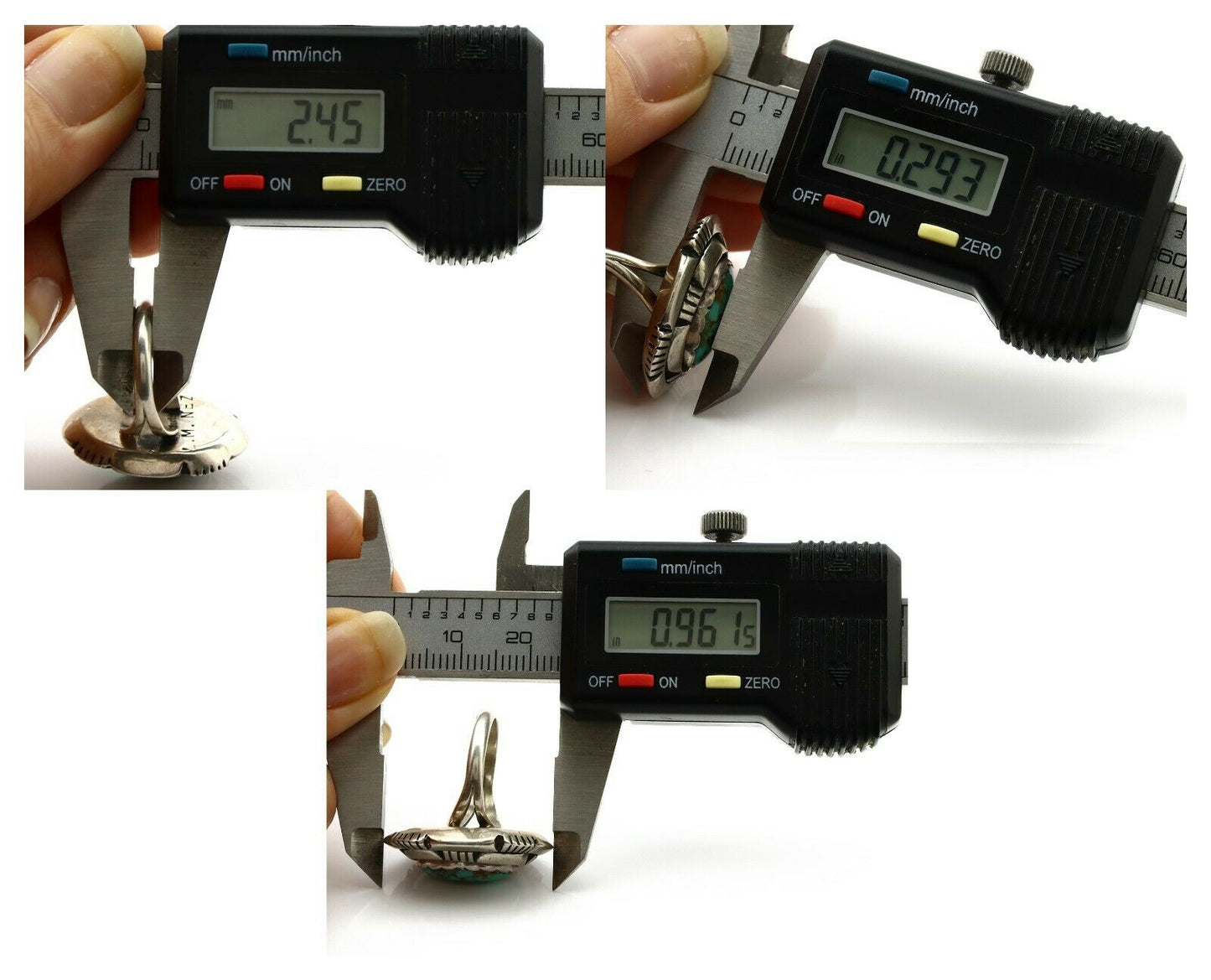 Navajo Ring .925 Silver Spiderweb Turquoise Artist Signed L. M. Nez C80s