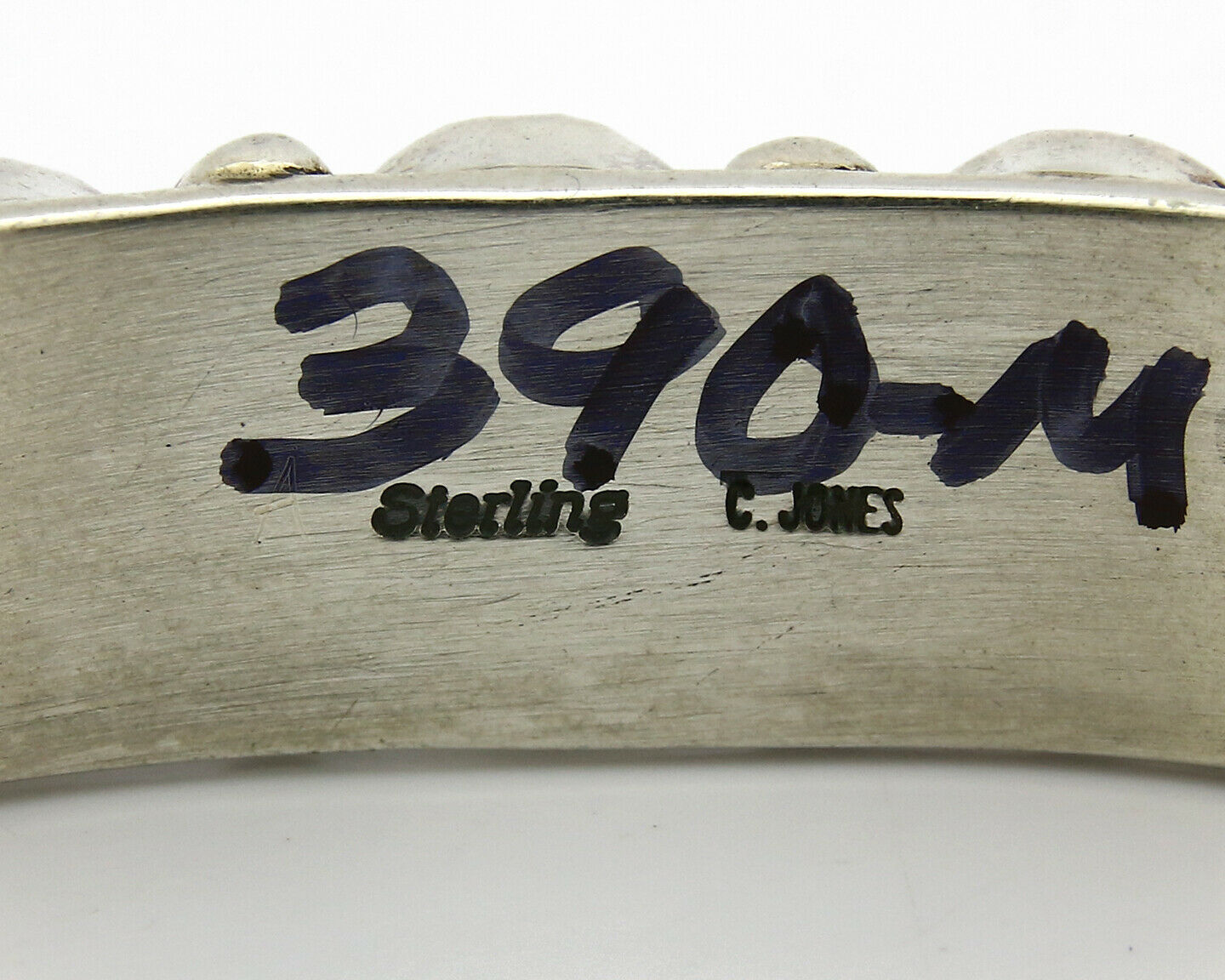 Navajo Bracelet .925 Silver Sleeping Beauty Turquoise Signed C Jones C.80's