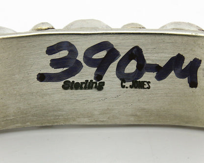 Navajo Bracelet .925 Silver Sleeping Beauty Turquoise Signed C Jones C.80's