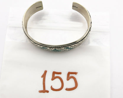 Navajo Bracelet .925 Silver Turquoise & Coral Cuff Signed Stanley Bain C.80's