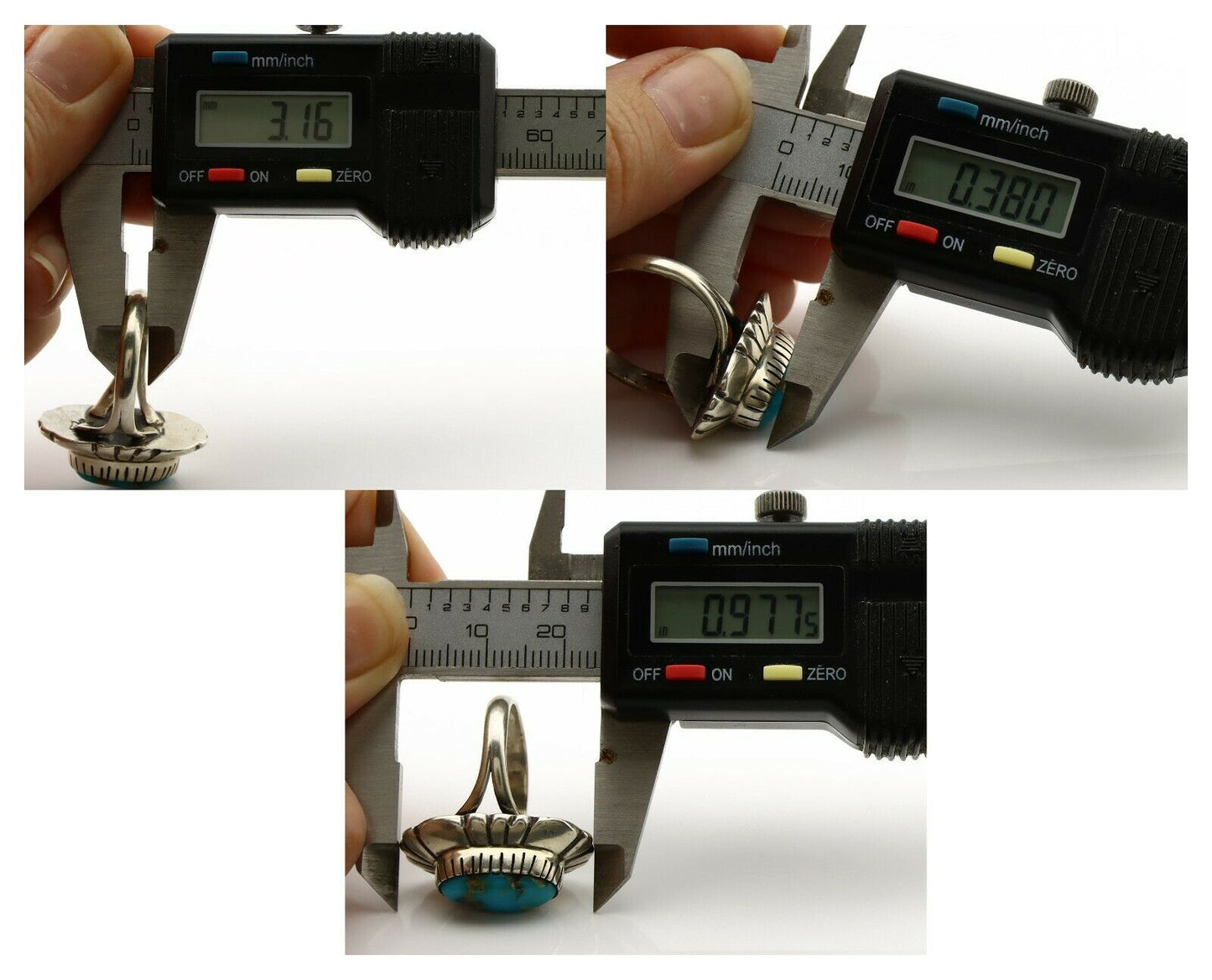 Navajo Ring .925 Silver Arizona Turquoise Signed M Montoya C.80's